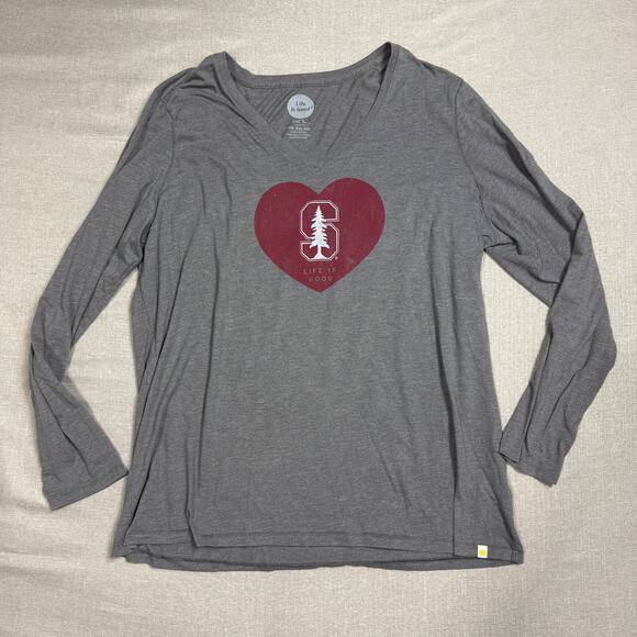 Life is Good Women's Long Sleeve Gray Stanford University‎ Classic Fit XXL - Picture 1 of 7